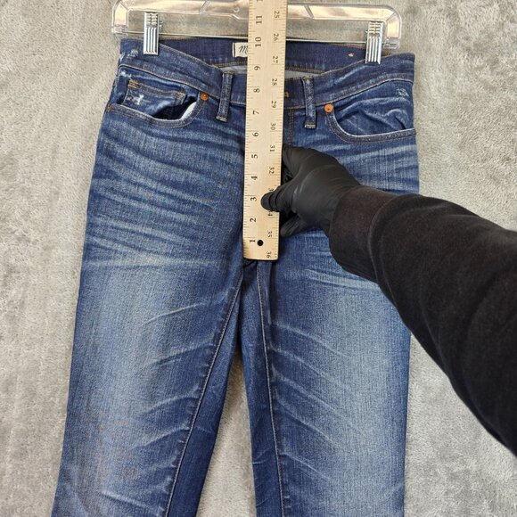 Madewell Skinny Skinny Jeans Womens 27 Blue Stretch Distressed Denim Mid Rise - Picture 3 of 12